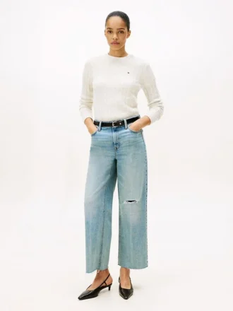 Moderne jeans med høy midje og vid ben