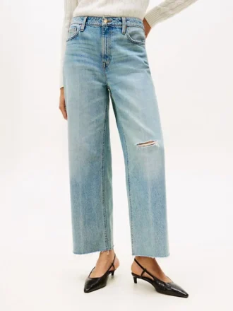 Moderne jeans med høy midje og vid ben