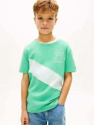 Monogram Banner Stripe T-skjorte for barn