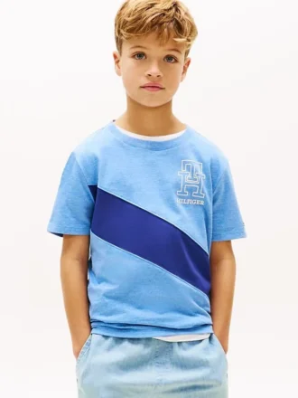 Monogram Banner Stripe T-skjorte for barn