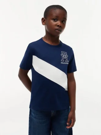 Monogram Banner Stripe T-skjorte for barn