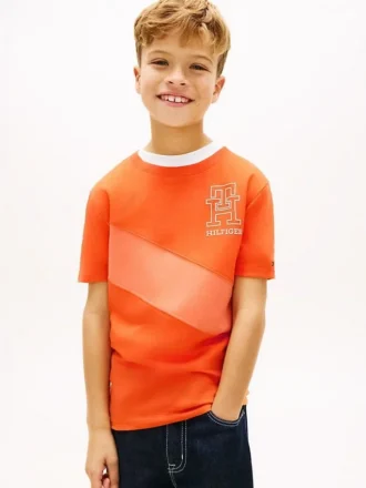 Monogram Banner Stripe T-skjorte for barn