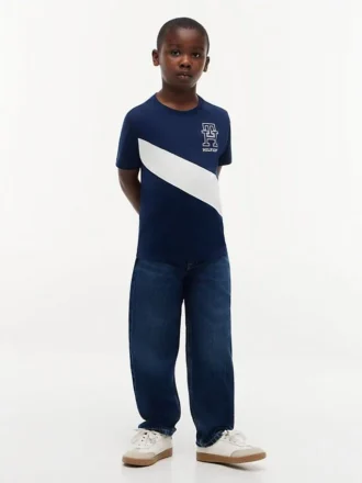 Monogram Banner Stripe T-skjorte for barn