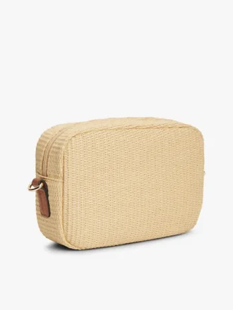 Monogram Logo Raffia Crossbody Bag