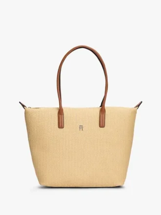 Monogram Logo Raffia Tote Bag