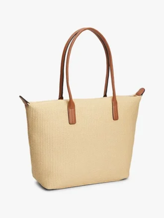 Monogram Logo Raffia Tote Bag