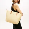 Monogram Logo Raffia Tote Bag