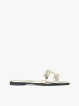 Monogram Strap Metallic Leather Sandal
