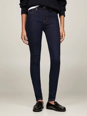 Mørkvasket skinny-Jeans med middels høy midje