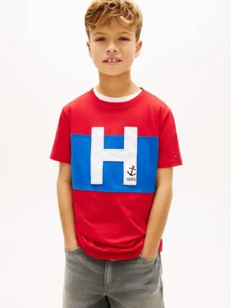 Nautical H-logo T-skjorte med fargeblokker for barn