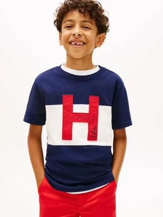 Nautical H-logo T-skjorte med fargeblokker for barn