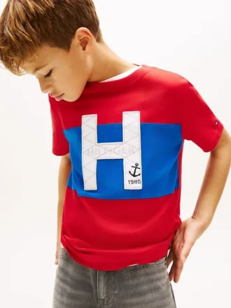 Nautical H-logo T-skjorte med fargeblokker for barn