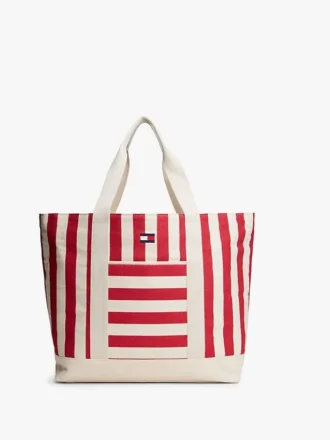 Nautisk stripet kanvas-tote