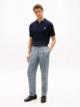 New York Label Glen Plaid Linen Bukser