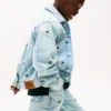 Oversize denimjakke med bølget flagg for barn