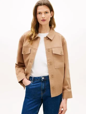 Oversized skjortejakke i twill