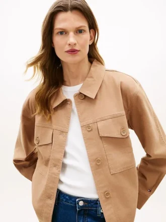 Oversized skjortejakke i twill