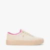Platform-sneaker i kanvas med blandet tekstur