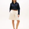 Plisserte poplin-Shorts