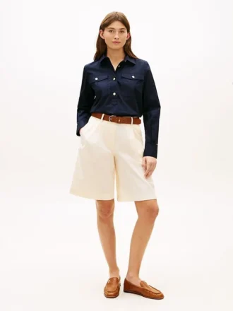Plisserte poplin-Shorts