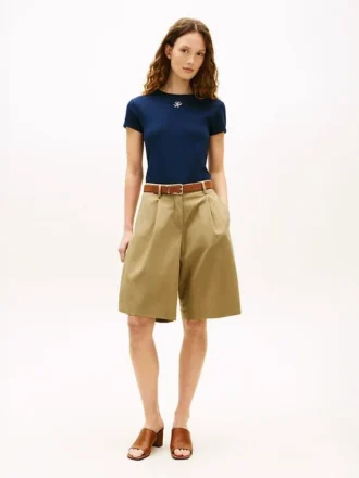 Plisserte poplin-Shorts
