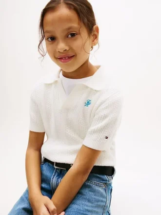 Pointelle-polo for barn