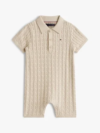 Polo-shortall i kabelstrikk for babyer
