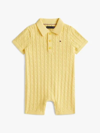 Polo-shortall i kabelstrikk for babyer
