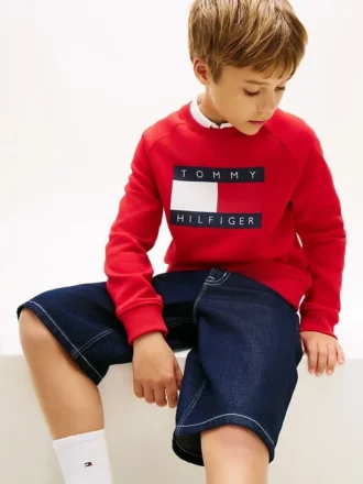 Raglan-genser med Tommy Flag-logo for barn