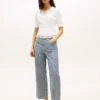 Railroad Stripe High-Rise Wide Leg Jeans