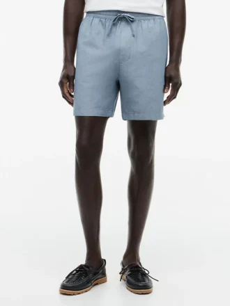 Regular Fit 7″ shorts i bomulls- og linblanding