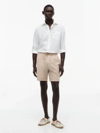 Regular Fit 7″ shorts i bomulls- og linblanding