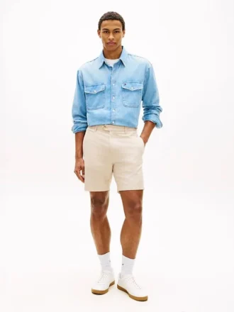 Regular Fit 7″ shorts i bomulls- og linblanding