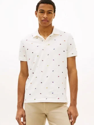 Regular Fit Allover Flag Pique Polo
