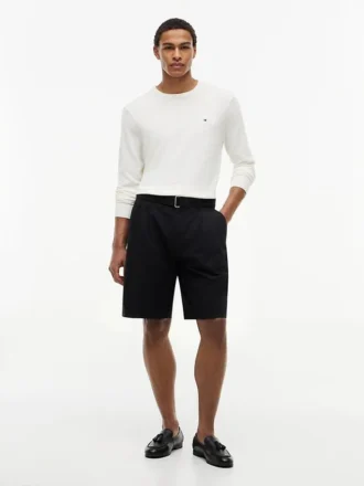 Relaxed Fit 10″ belteplissert shorts
