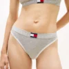 Ribbet bikinitruse i stretchbomull