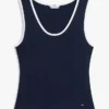 Ribbet tank-top med V-hals