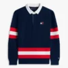 Rugby-polo med logo og grafiske striper for barn
