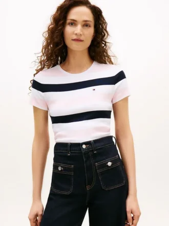 Rugby Stripe T-skjorte med rund hals
