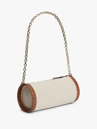 Script Monogram Linen Chain Strap Bag Script Monogram Linen Chain Strap Bag