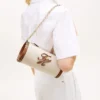 Script Monogram Linen Chain Strap Bag