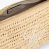 Script Monogram Raffia Chain Strap Bag