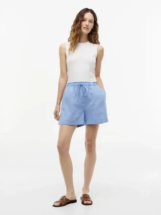 Shorts i lin-bomullsblanding
