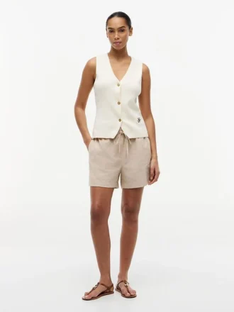 Shorts i lin-bomullsblanding