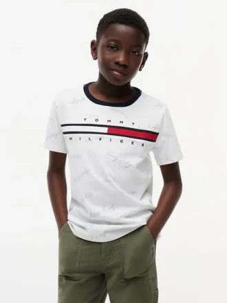 Signature Flag Stripe Logo T-skjorte for barn