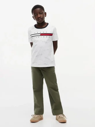 Signature Flag Stripe Logo T-skjorte for barn
