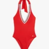 Signature Stripe Plunge Halter-badedrakt
