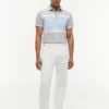 Slim Fit Block Stripe Stretch Pique Polo