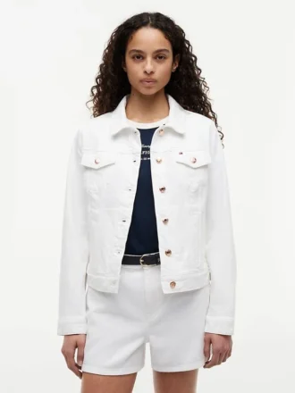 Slim Fit hvit stretch-denimjakke