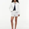 Slim Fit hvit stretch-denimjakke